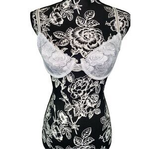 Rene Rofe Lingerie Lace Bra 36B Underwire Unpadded Sexy Floral Flower Everyday